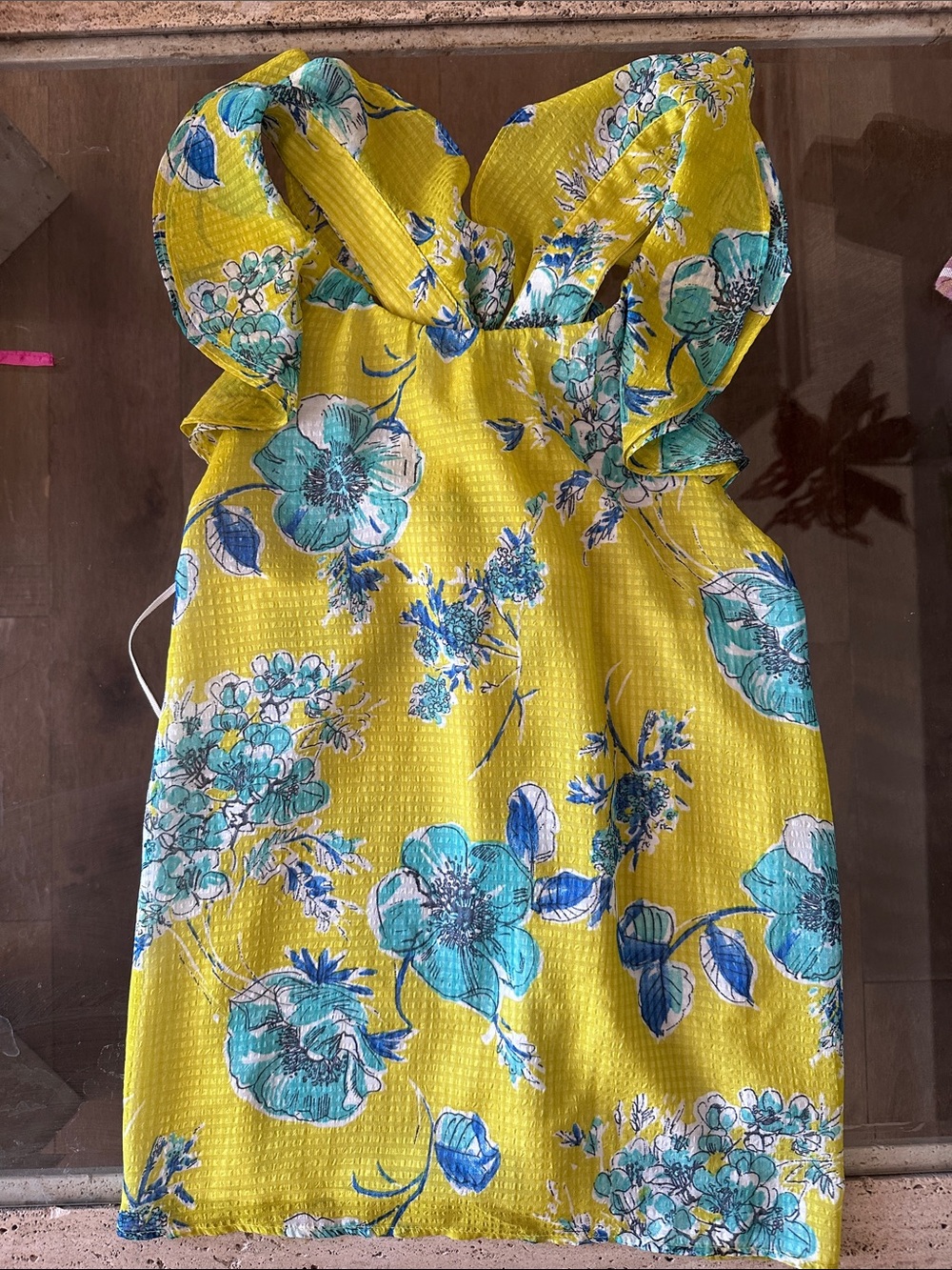 Zara Yellow Floral Ruffle-Shoulder Tank Top